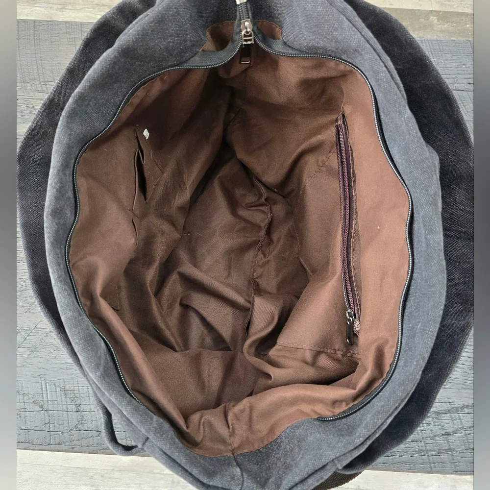 Stylish Gray and Brown Men's Crossbody Bag W Straps That Can Be Used On Carry On